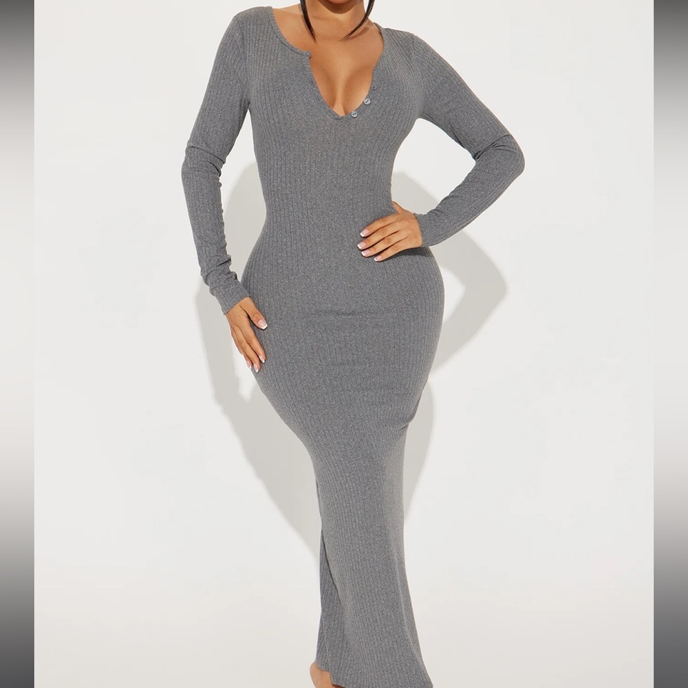 Ribbed Maxi longsleeve dress